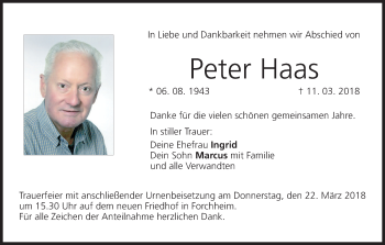 Anzeige von Peter Haas von MGO