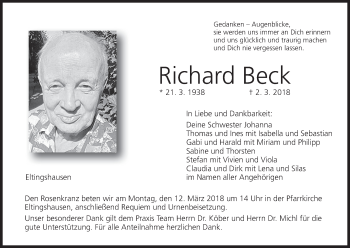 Anzeige von Richard Beck von MGO