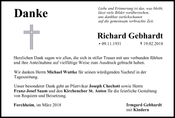 Anzeige von Richard Gebhardt von MGO