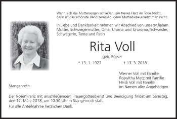 Anzeige von Rita Voll von MGO