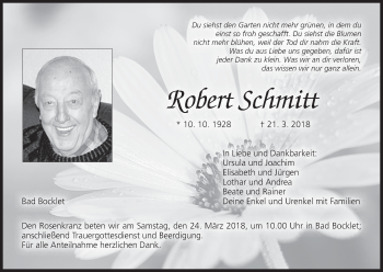 Anzeige von Robert Schmitt von MGO
