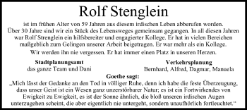 Anzeige von Rolf Stenglein von MGO
