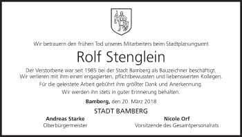Anzeige von Rolf Stenglein von MGO