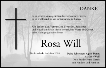 Anzeige von Rosa Will von MGO