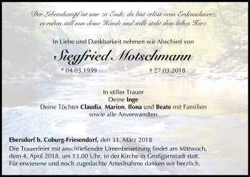 Anzeige von Siegfried Motschmann von MGO