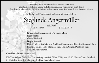 Anzeige von Sieglinde Angermüller von MGO