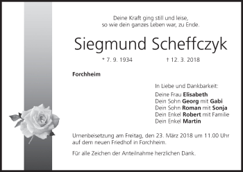 Anzeige von Siegmund Scheffczyk von MGO