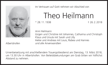 Anzeige von Theo Heilmann von MGO