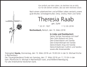 Anzeige von Theresia Raab von MGO