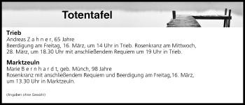 Anzeige von Totentafel vom 16.03.2018 von MGO