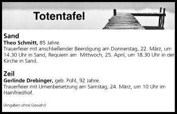 Anzeige von Totentafel vom 22.03.2018 von MGO