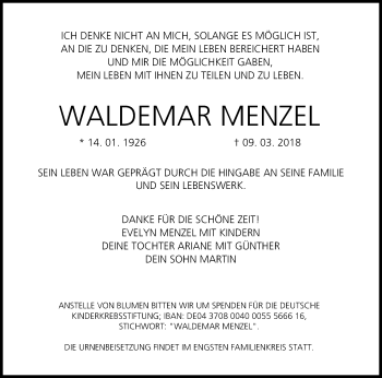 Anzeige von Waldemar Menzel von MGO