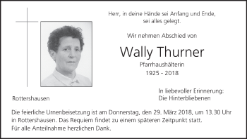 Anzeige von Wally Thurner von MGO