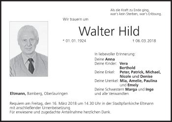 Anzeige von Walter Hild von MGO