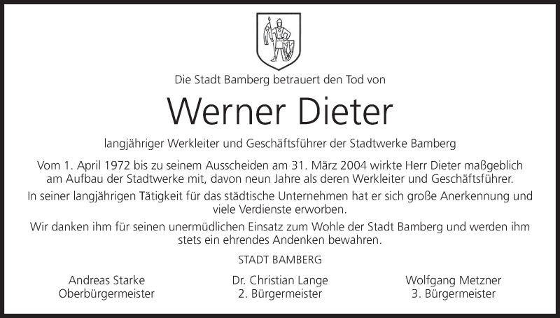  Traueranzeige für Werner Dieter vom 07.03.2018 aus MGO