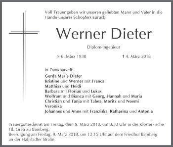 Anzeige von Werner Dieter von MGO