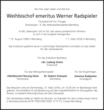 Anzeige von Werner Radspieler von MGO