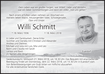 Anzeige von Willi Schmitt von MGO