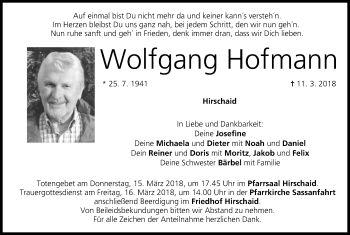 Anzeige von Wolfgang Hofmann von MGO
