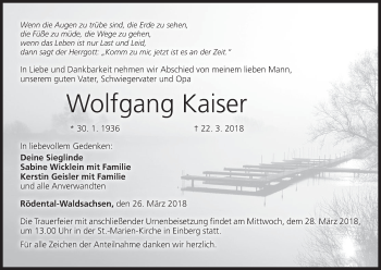 Anzeige von Wolfgang Kaiser von MGO