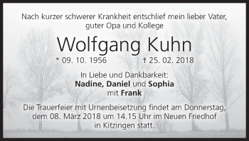 Anzeige von Wolfgang Kuhn von MGO