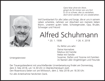 Anzeige von Alfred Schuhmann von MGO