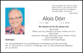 Anzeige von Alois Dörr von MGO