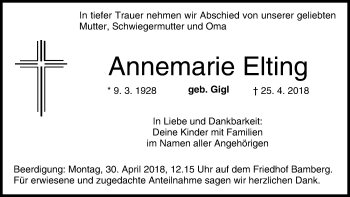 Anzeige von Annemarie Elting von MGO