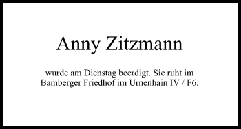 Anzeige von Anny Zitzmann von MGO