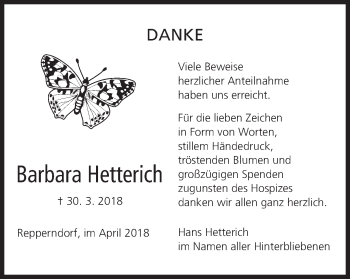 Anzeige von Barbara Hetterich von MGO