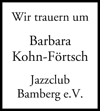 Anzeige von Barbara Kohn-Förtsch von MGO