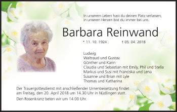 Anzeige von Barbara Reinwand von MGO