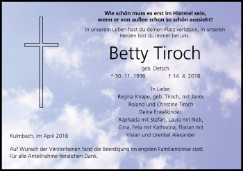 Anzeige von Betty Tiroch von MGO