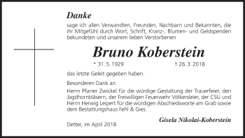 Anzeige von Bruno Koberstein von MGO