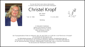 Anzeige von Christel Kropf von MGO