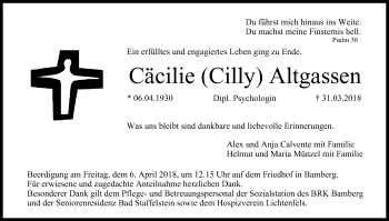 Anzeige von Cilly Altgassen von MGO