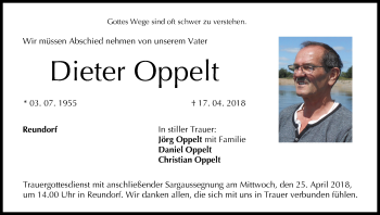 Anzeige von Dieter Oppelt von MGO