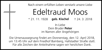 Anzeige von Edeltraud Moos von MGO