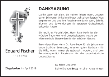 Anzeige von Eduard Fischer von MGO