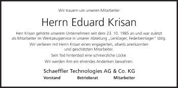 Anzeige von Eduard Krisan von MGO