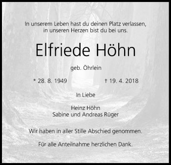Anzeige von Elfriede Höhn von MGO