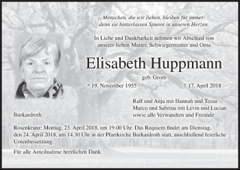 Anzeige von Elisabeth Huppmann von MGO