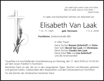Anzeige von Elisabeth Van Laak von MGO