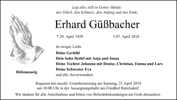 Anzeige von Erhard Güßbacher von MGO
