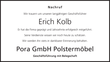 Anzeige von Erich Kolb von MGO