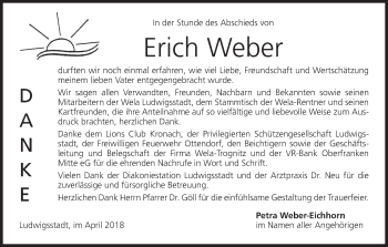 Anzeige von Erich Weber von MGO