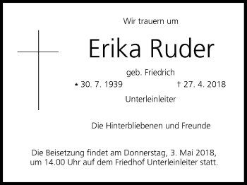 Anzeige von Erika Ruder von MGO
