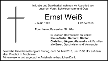 Anzeige von Ernst Weiß von MGO