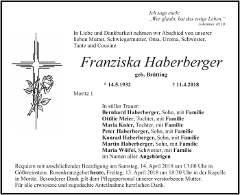 Anzeige von Franziska Haberberger von MGO