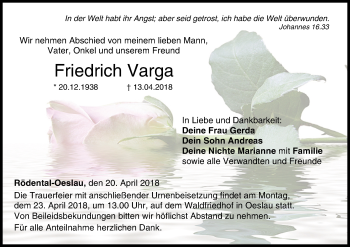 Anzeige von Friedrich Varga von MGO